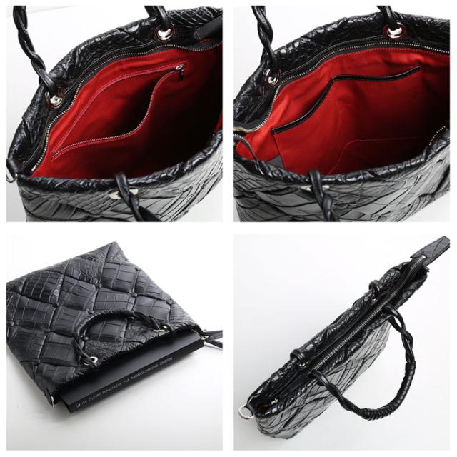 クロコダイル ダイヤ柄 編み込みデザイン 2way ハンドバッグ 日本製 JRA