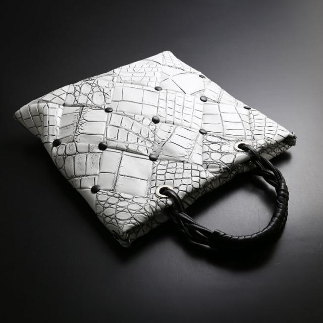 クロコダイル ダイヤ柄 編み込みデザイン 2way ハンドバッグ 日本製 JRA