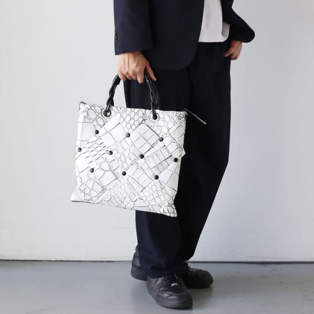 クロコダイル ダイヤ柄 編み込みデザイン 2way ハンドバッグ 日本製 JRA