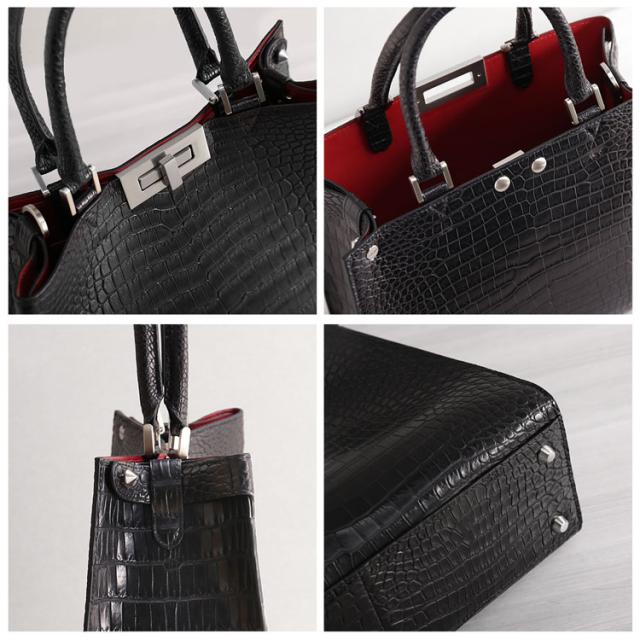 シルバー金具の付いたポロサストートバッグ