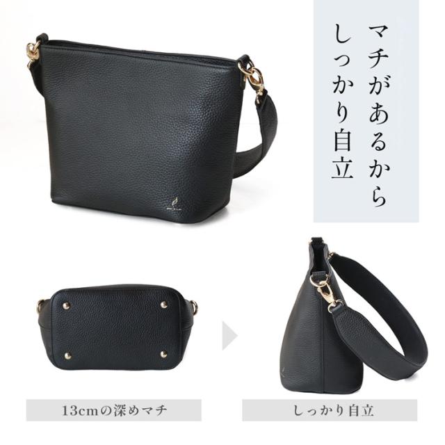 mieno 本革 ワンショルダーバッグ 自立する マチ付き