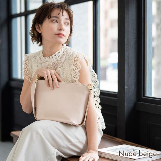 mieno 本革 ワンショルダーバッグ ヌーディーベージュ