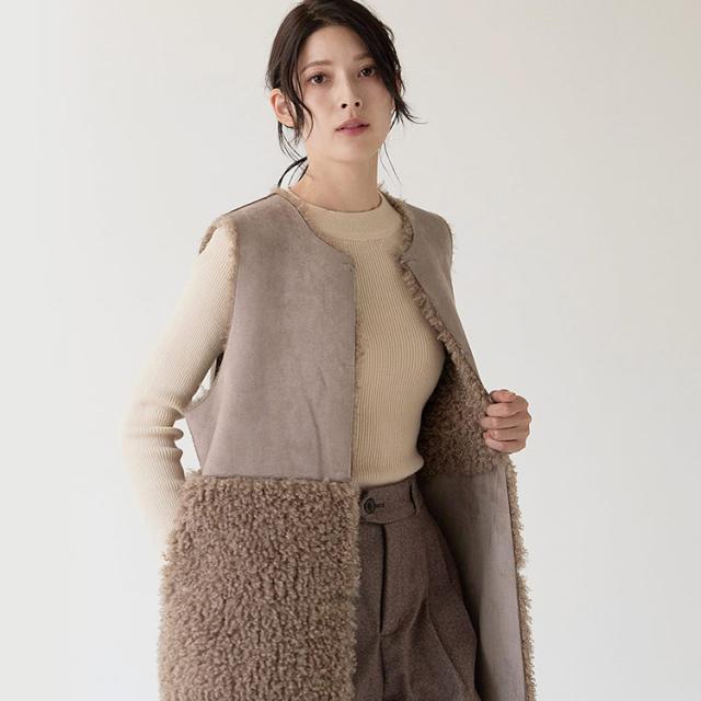 エコファー リバーシブル ベスト レディース