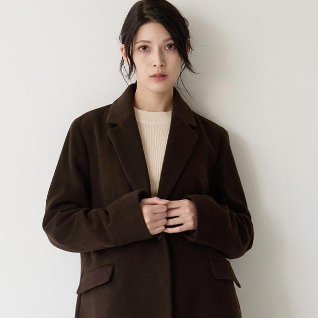 チェスターコート ウール混 レディース ダークブラウン