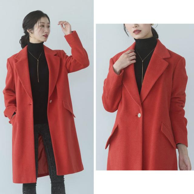 チェスターコート アンゴラ ウール混 レディース ロング アウター ロングコート