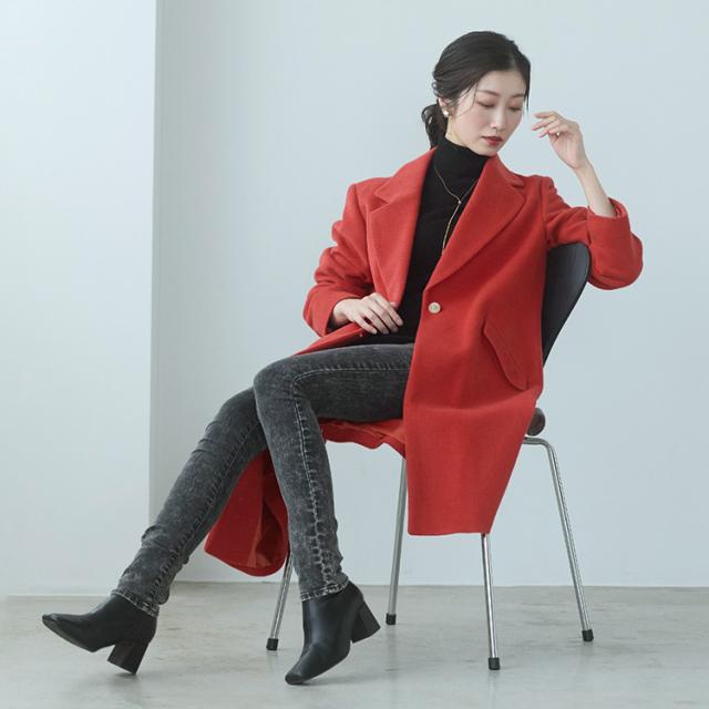 チェスターコート アンゴラ ウール混 レディース ロング アウター ロングコート