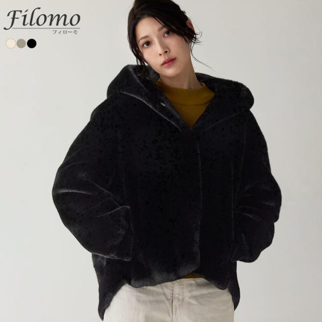 フェイクファージャケット ミンク調 ミンク風 フード付き ファージャケット エコファー