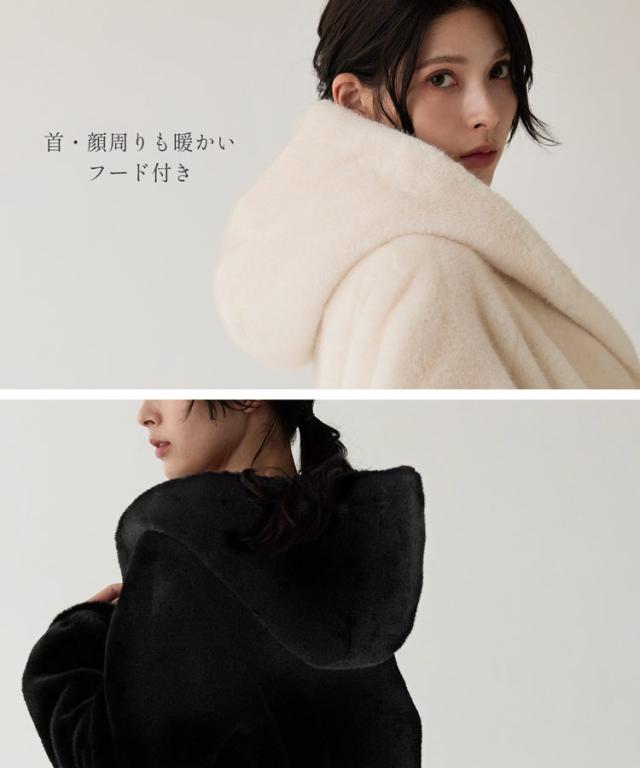フェイクファージャケット ミンク調 ミンク風 フード付き ファージャケット エコファー