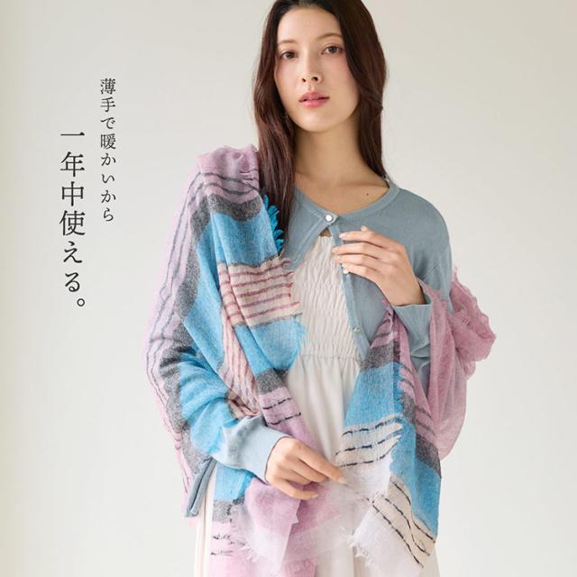 カシミヤ ストール レディース アルバスカシミヤ100％ ピンク (02000347r)