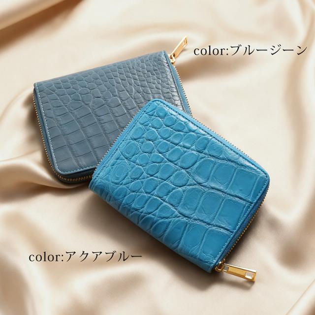 クロコダイル マット ラウンドファスナー 多機能財布 オーガナイザー カードケース