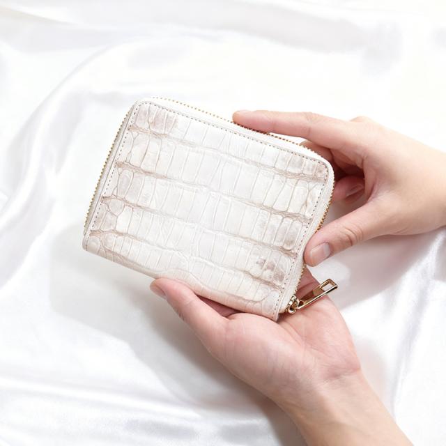 ヒマラヤクロコダイル マット ラウンドファスナー 多機能財布 オーガナイザー カードケース