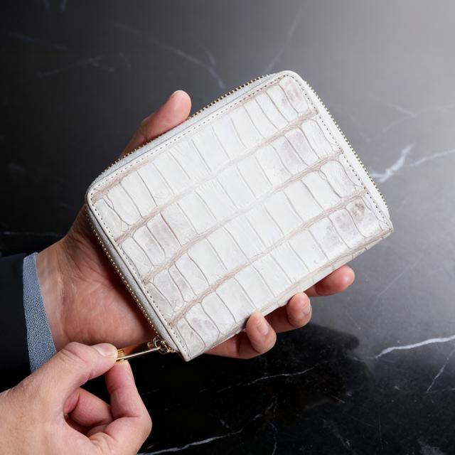 ヒマラヤクロコダイル マット ラウンドファスナー 多機能財布 オーガナイザー カードケース