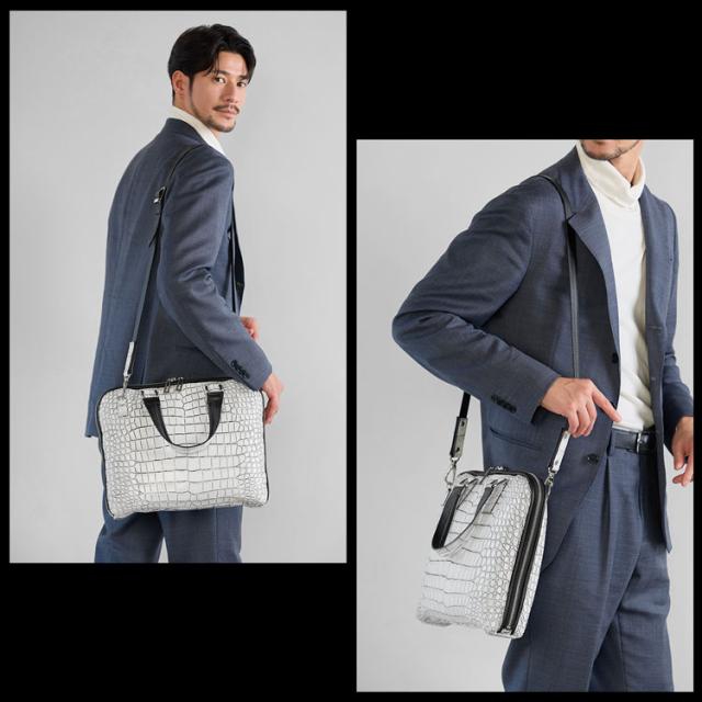 クロコダイルビジネスショルダーバッグ