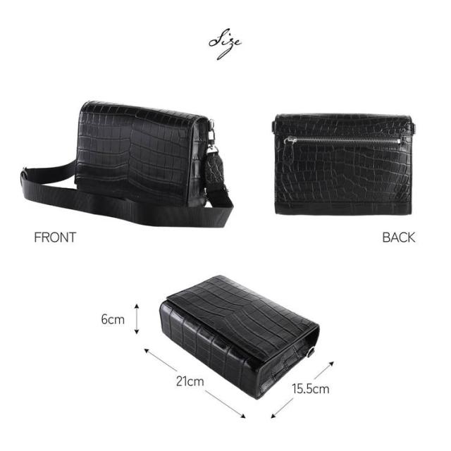 クロコダイルショルダーバッグブラック