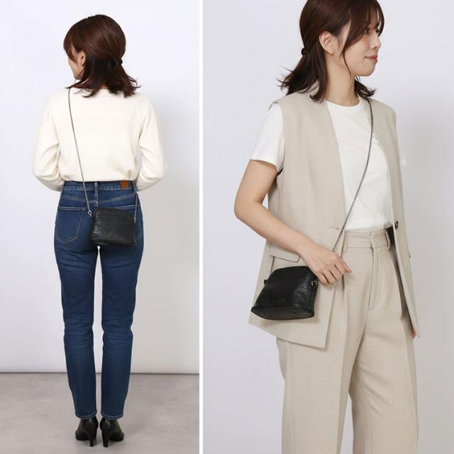 jamale 牛革 ミニショルダーバッグ チェーンショルダー ポーチ 花柄 型押し 日本製 (07000683r)