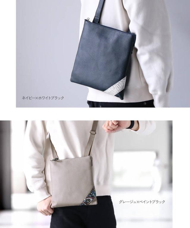 Jamale牛革＆クロコダイルショルダーバッグ日本製