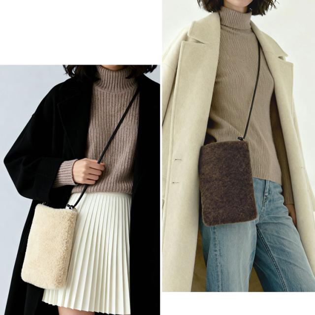 ファーバッグ ショルダー エコファー 斜めがけ バッグ レディース ムートン風 フェイク