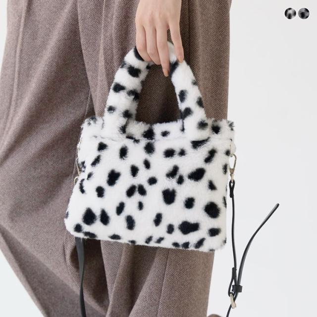 ファーバッグ ミニトート レディース アニマル柄 エコファー フェイクファー