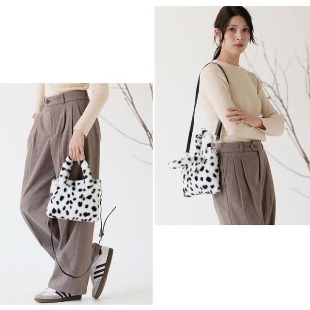 ファーバッグ ミニトート レディース アニマル柄 エコファー フェイクファー