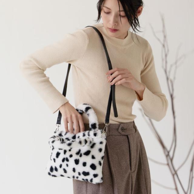 ファーバッグ ミニトート レディース アニマル柄 エコファー フェイクファー