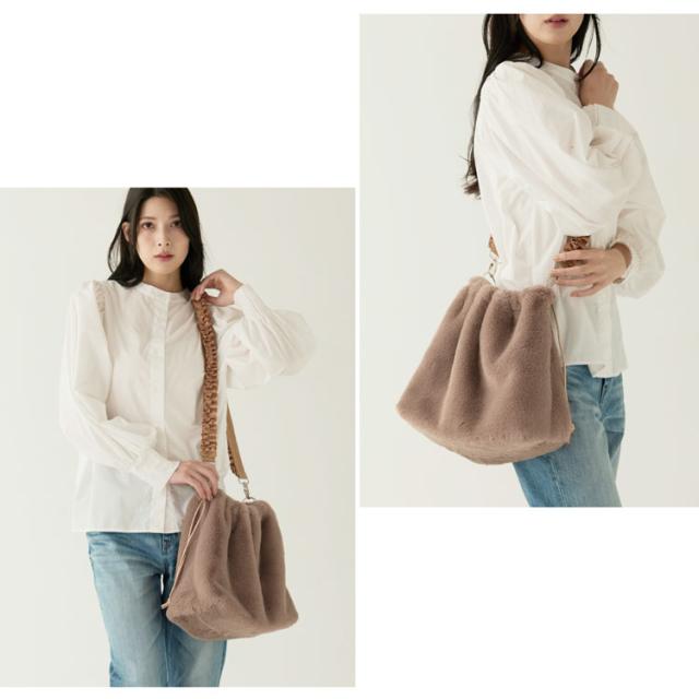 ファーバッグ レディース エコファー 巾着バッグ ショルダーバッグ フリル フェイクファー