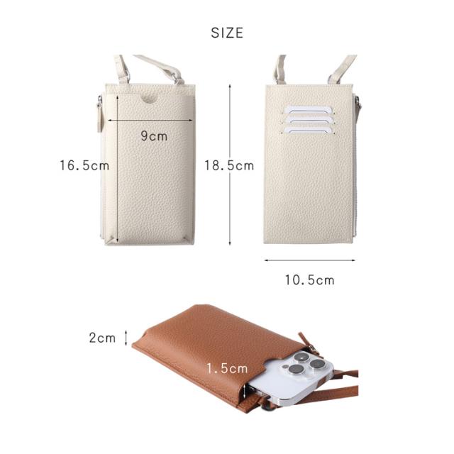 スマホショルダー スマホポーチ お財布機能 ミニショルダーバッグ カードホルダー 牛革 シボ感 斜め掛け レディース 本革 (07000709r)