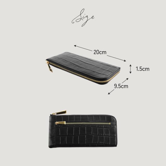 イタリア牛革長財布クロコダイル型押し