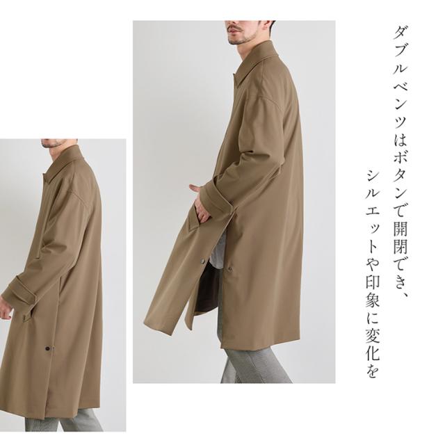 メンズ ステンカラーコート サイドベンツ