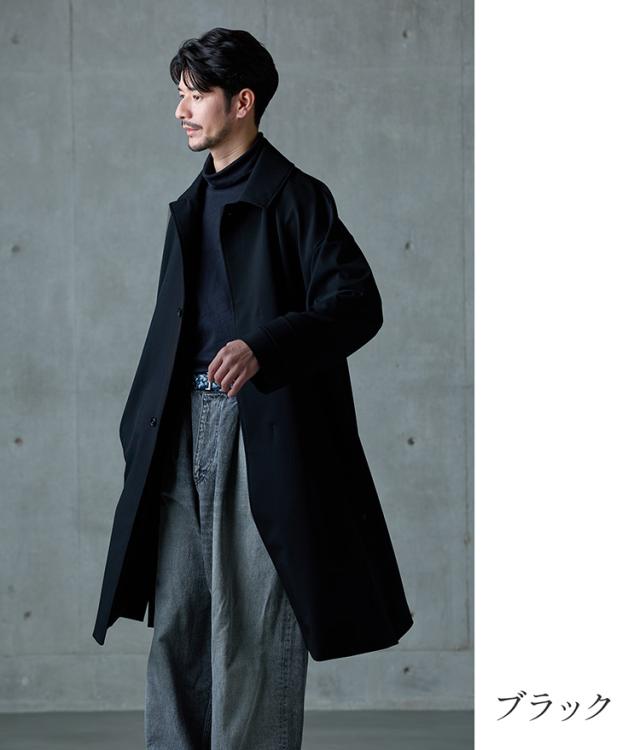 メンズ ステンカラーコート ブラック