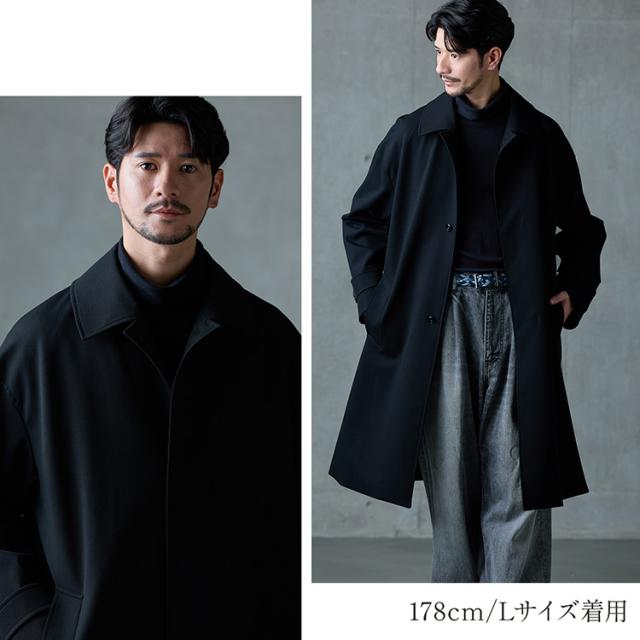 メンズ ステンカラーコート ブラック