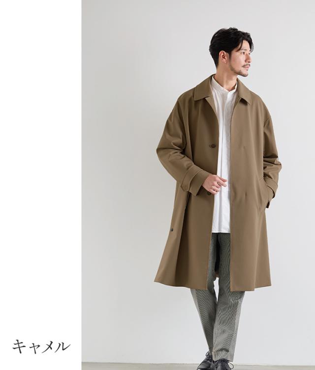 メンズ ステンカラーコート キャメル