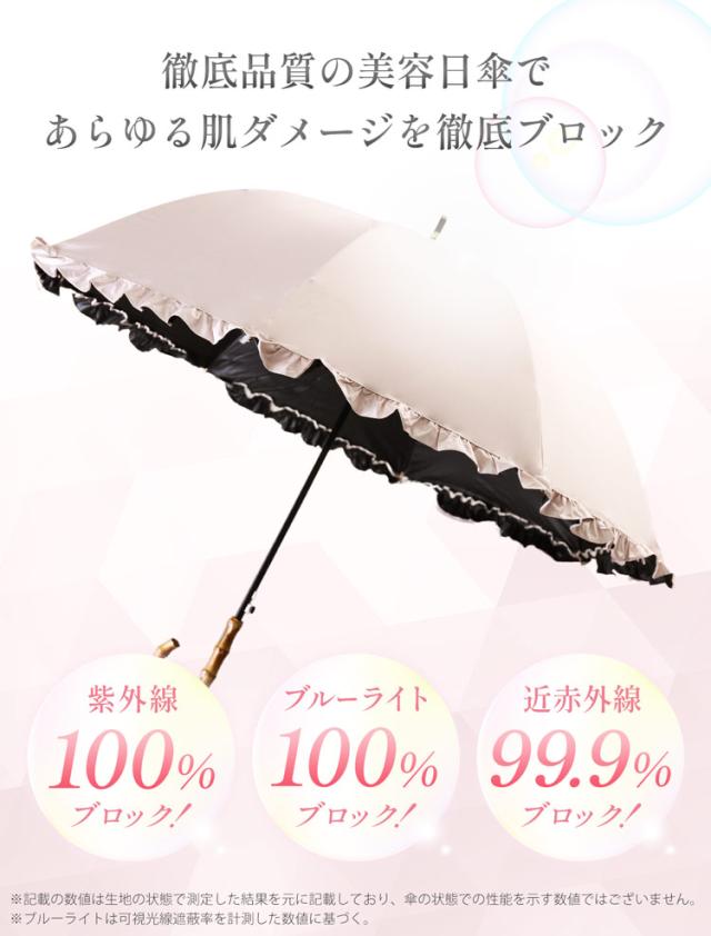 紫外線 ブルーライト 100% ブロック 美容日傘 長傘