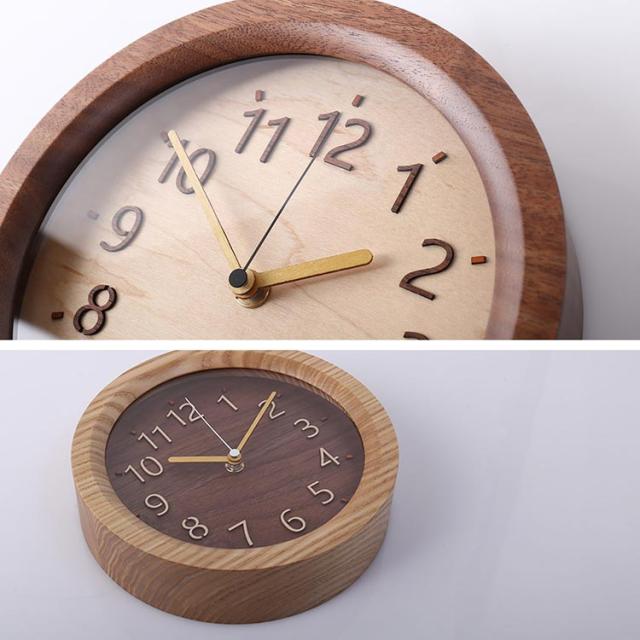時計 掛け時計 天然木 木製 丸型 直径20cm 丸 円 ウォールナット チェリー タモ (09000759r)