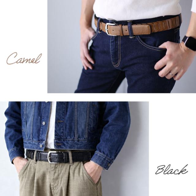 本革 メンズ ベルト メッシュ 鰐革