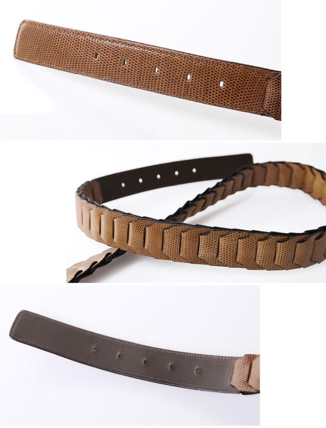 クロコダイル メンズ ベルト キャタピラ型編み込み