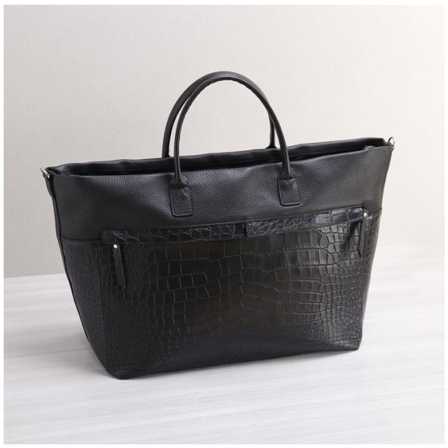 クロコダイル＆牛革メンズトートバッグ HALEINE