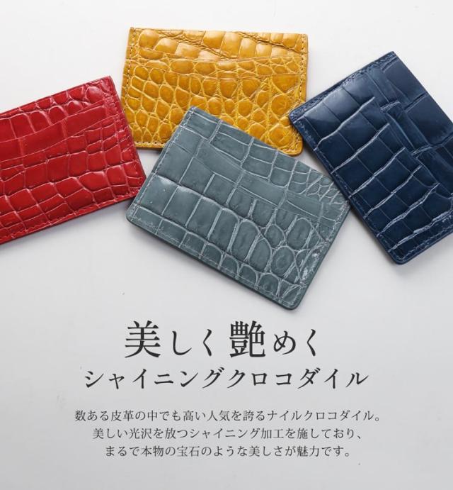 クロコダイル カードケース カード入れ 本革 本物 スリム 薄い