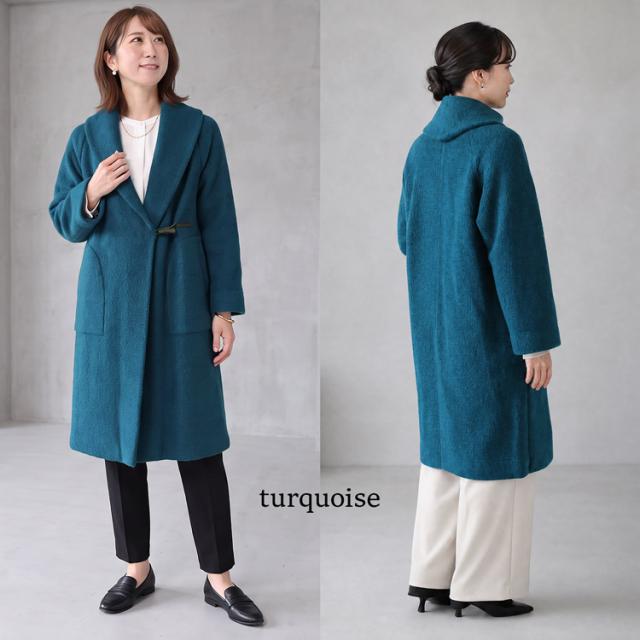 ループパイルカシミヤ混ウールガウンコート