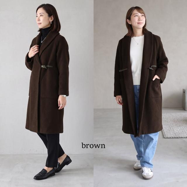 ループパイルカシミヤ混ウールラップコート
