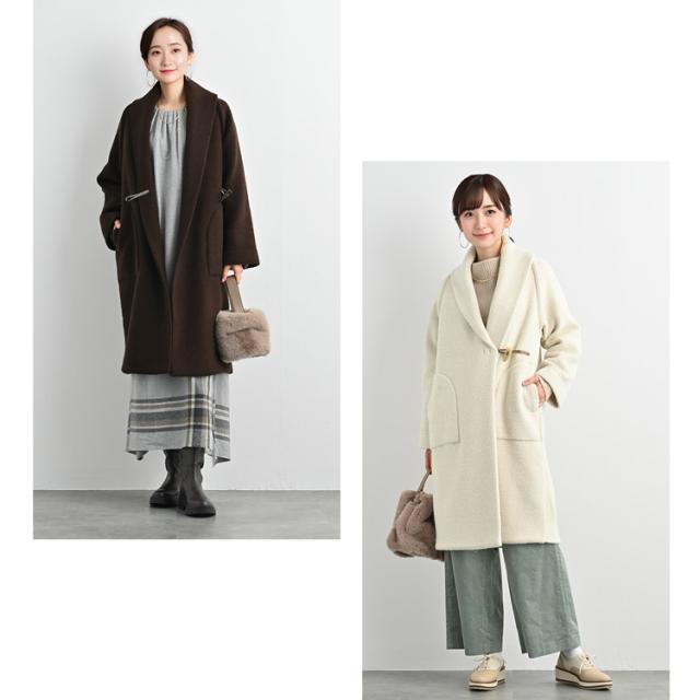 ループパイルカシミヤ混ウールトッパーコート