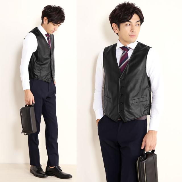 ラムレザー ベスト メンズ 紳士用