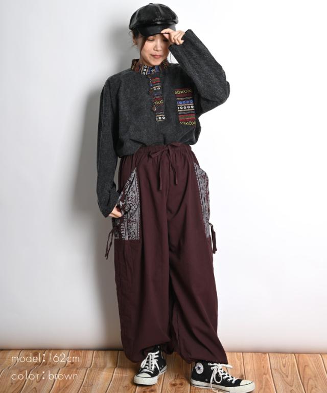 柄ロングパンツ