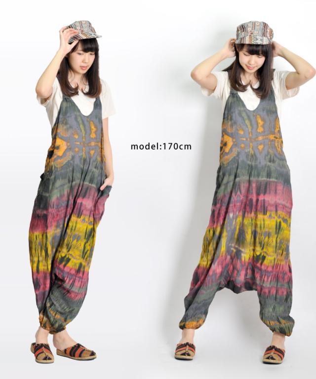 ゆる×アジアン。タイダイサロペットサルエルパンツ