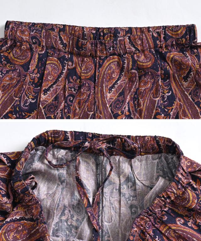 レーヨン柄ストレートパンツ