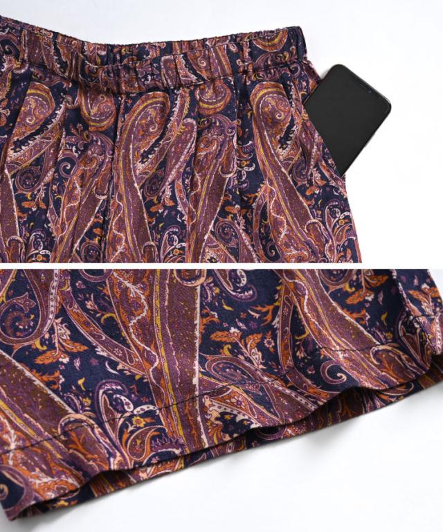 レーヨン柄ストレートパンツ