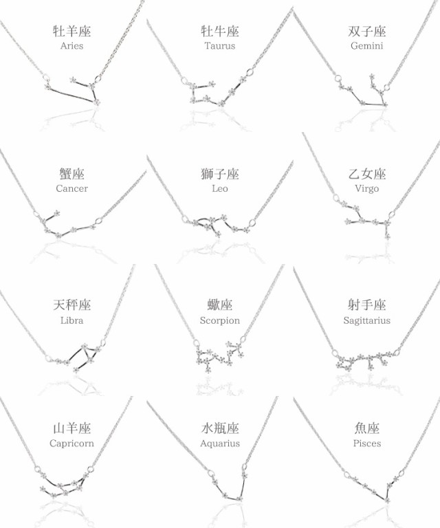 胸元に夜空を彩る。十二星座天体図ネックレス