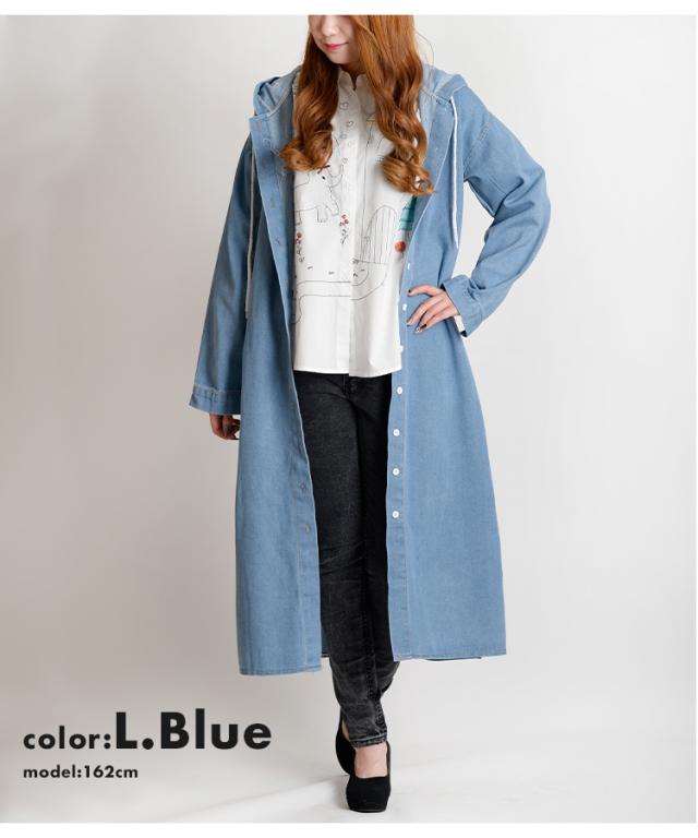 ゆったりオーバーサイズの大人カジュアルなデニムロングパーカー