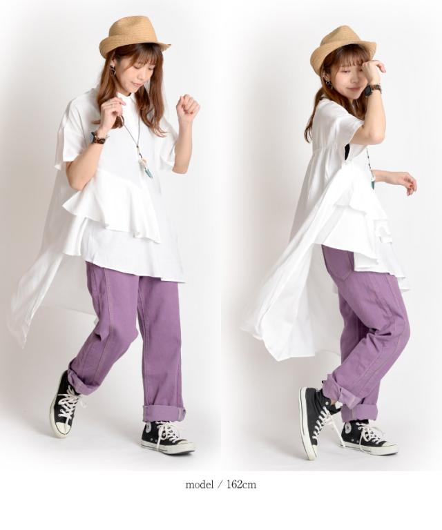 遊び心溢れる大人のデザイン。変形ドレープチュニックブラウス