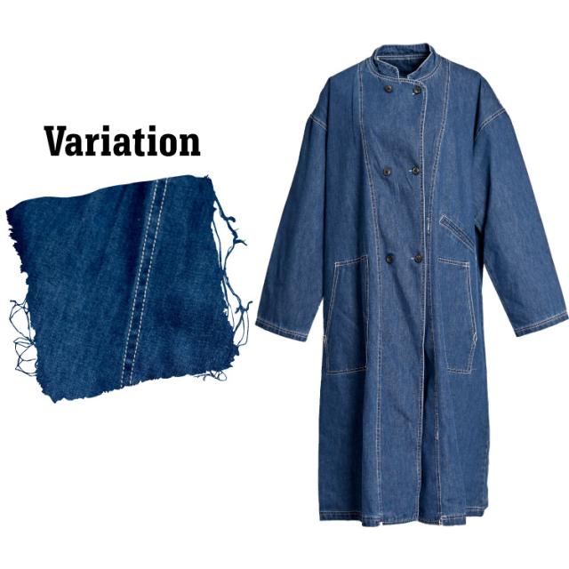 辛口デザインと抜け感の丁度いいバランス。デニムロングコート