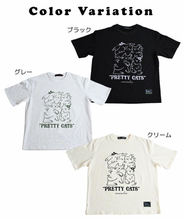 猫プリントTシャツ